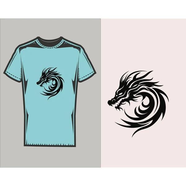 Dragón Espiral Una Camiseta Azul Claro — Vector de stock