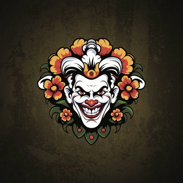 Симпатичный Клоун Вектором Цветов — стоковый вектор