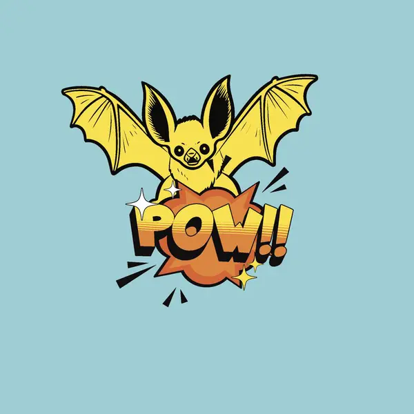Morcego Amarelo Explode Com Pow — Vetor de Stock