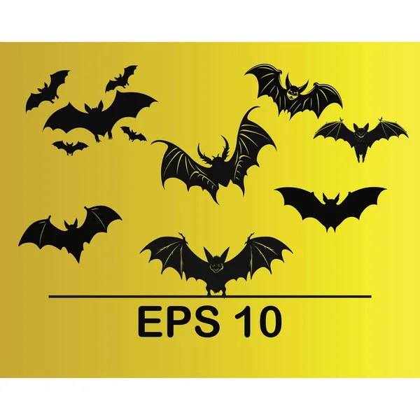 Enxame Assustador Morcegos Voando Uma Noite Halloween — Vetor de Stock