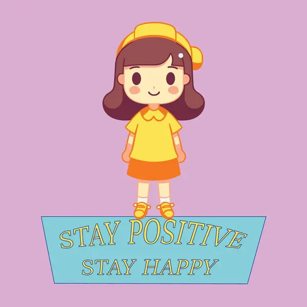 Menina Alegre Amarelo Espalhando Positividade Felicidade — Vetor de Stock