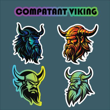 Koyu Gri Arkaplanda Dört Viking Etiketi