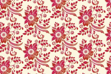 Paisley benzeri çiçekli kırmızı çiçek deseni