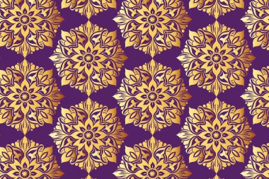 Canlı bir Mor ve Altın desenli Duvar Kağıdı