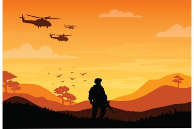 Asker ve Helikopterler, Günbatımı Sahnesinin Çizgi Filmi