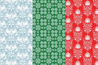 Başrollerde Beyaz Çiçek ve Geometrik Tasarımlar Mavi, Yeşil ve Kırmızı