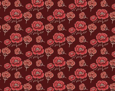 Kırmızı Çiçek Desenli Karanlık Arkaplan