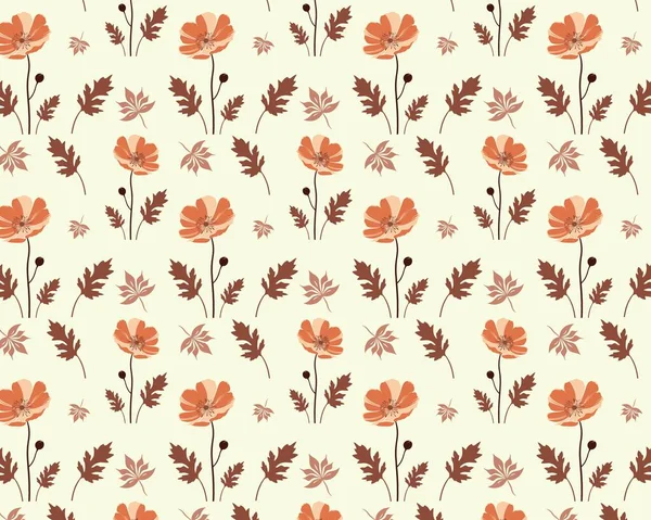 Φθινόπωρο Floral Pattern Πορτοκαλί Και Καφέ Φύλλα Royalty Free Διανύσματα Αρχείου