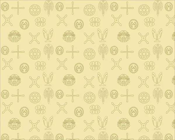 Starověké Mystické Symboly Žlutém Vzoru Royalty Free Stock Ilustrace