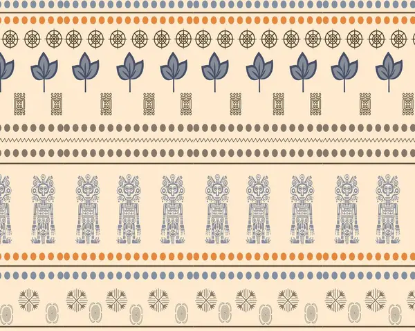 Kmenové Vzory Geometrické Vzory Modrých Hnědých Tónech Royalty Free Stock Ilustrace