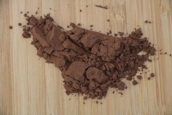Cocoa Powder Wooden Background Close — Stock Photo, Image