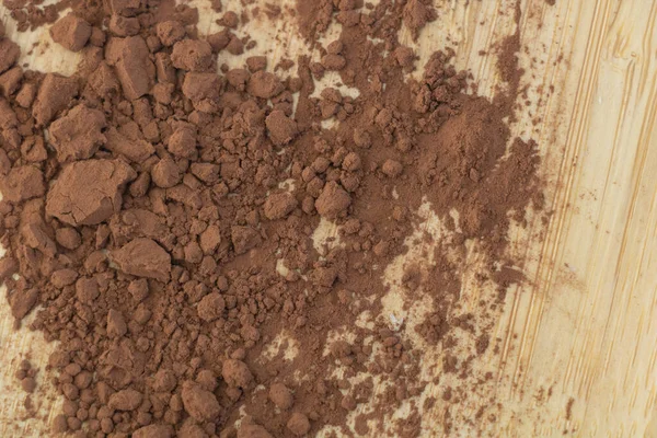 Какао Порошок Деревянном Фоне Вид Сверху Крупный План — стоковое фото