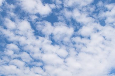 Yumuşak Beyaz Bulutlu Barışçıl Mavi Gökyüzü Doğa ve Açık Özgürlük Konsepti,