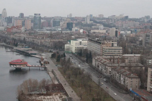 Utsikt Över Staden Och Floden Dnepr Höstlandskap Staden Från Ett — Stockfoto