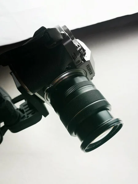 Janeiro 2022 Ucrânia Dnepr Fujifilm Foto Câmera Com Lente Quadro — Fotografia de Stock