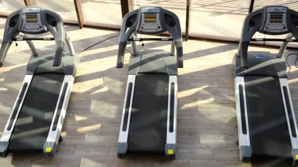 Treadmills Gym Cardio Workout Weight Loss Running Endurance Doing Sports — Stock videók