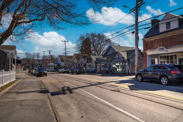 查塔姆 马萨诸塞州科德角 2023年3月5日 位于主街的查塔姆市中心 冬季阳光灿烂 — 图库照片