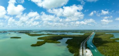Road leading past mangrove islands also called Thousand Islands along Marco Island in Southwest Florida clipart