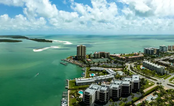 Coastline aerial view of Marco Island off the Gulf of Mexico in Southwest Florida
