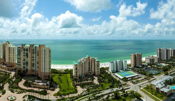Coastline aerial view of Marco Island off the Gulf of Mexico in Southwest Florida