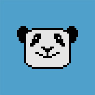 Piksel resimli panda kafası. Vektör illüstrasyonu.