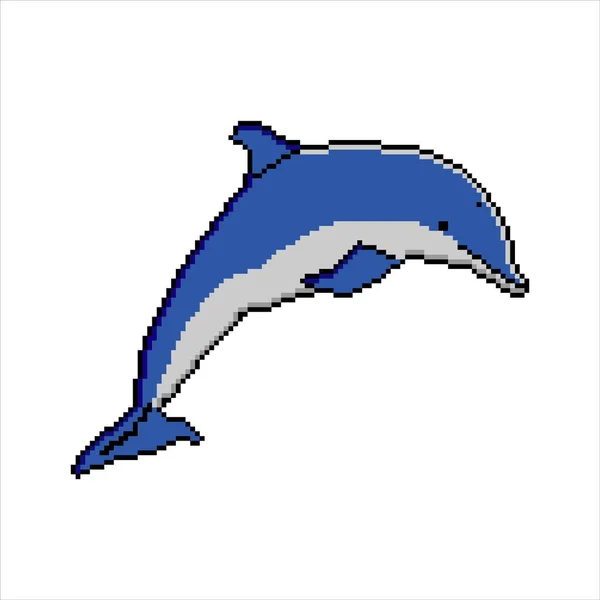 Dolphin Skok Pixel Art Vektorová Ilustrace — Stockový vektor