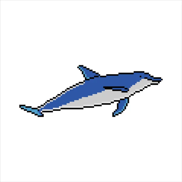 Прыжок Дельфина Пиксельное Искусство Векторная Иллюстрация — стоковый вектор