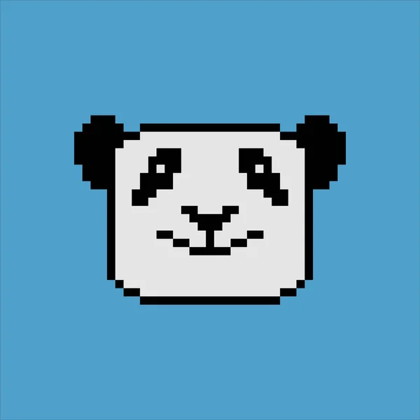Panda Huvud Med Pixel Konst Vektorillustration — Stock vektor