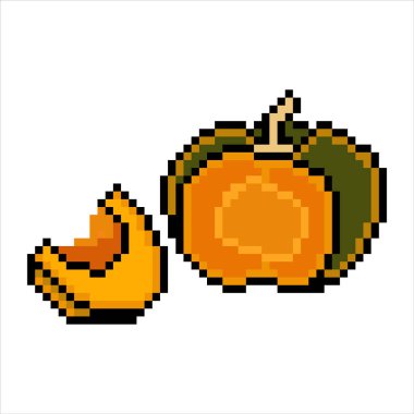 Piksel resimli balkabağı. Vektör illüstrasyonu beyaz arkaplanda izole edildi.