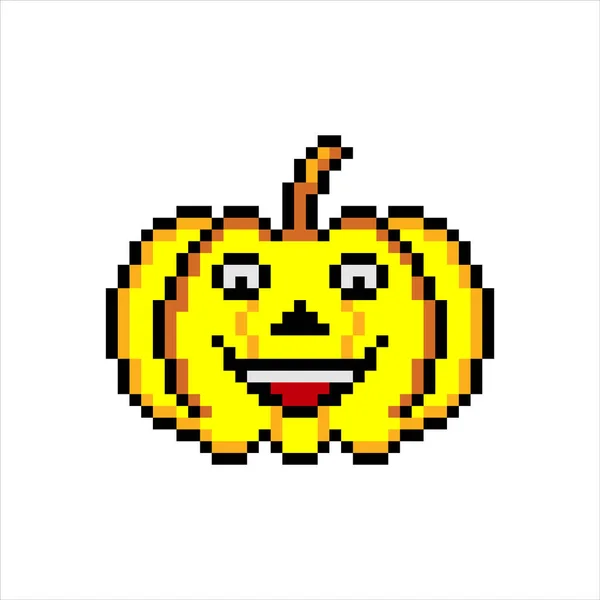 Emoticon Emoji Pumkins Pixel Art Vector Illustrations Isolated White Background — Stock Vector