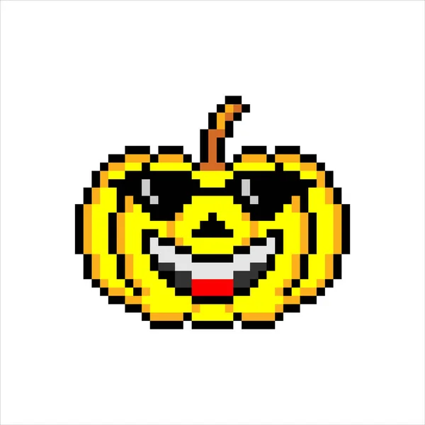 Emoticon Emoji Con Calabazas Pixel Art Ilustraciones Vectoriales Aisladas Sobre — Archivo Imágenes Vectoriales