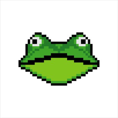 Piksel resimli kurbağa suratlı. Vektör illüstrasyonu.