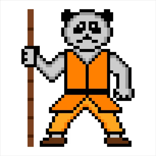 Wojownik Panda Pixel Art Ilustracja Wektora — Wektor stockowy