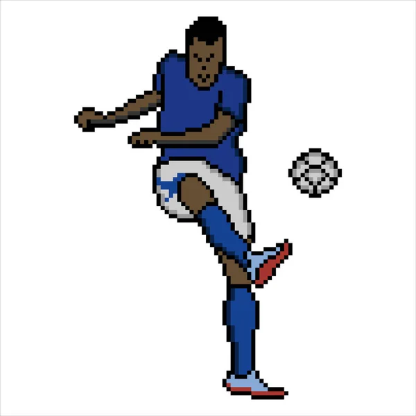 足球运动员用像素艺术踢球 矢量说明 — 图库矢量图片