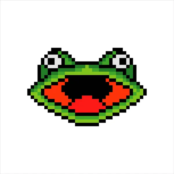 Piksel Resimli Kurbağa Suratlı Vektör Illüstrasyonu — Stok Vektör
