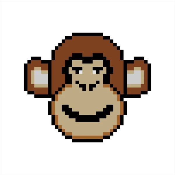 Cabeça Macaco Com Pixel Art Ilustração Vetorial — Vetor de Stock