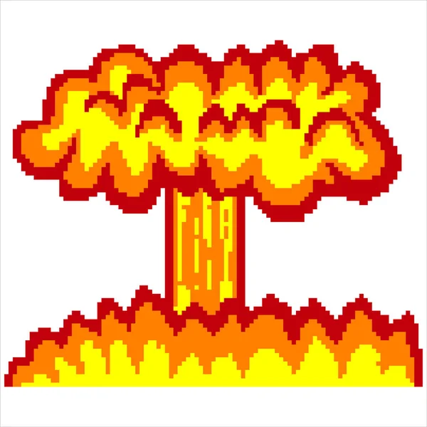 Nuclear Explosion Pixel Art Vector Illustration — Stock Vector
