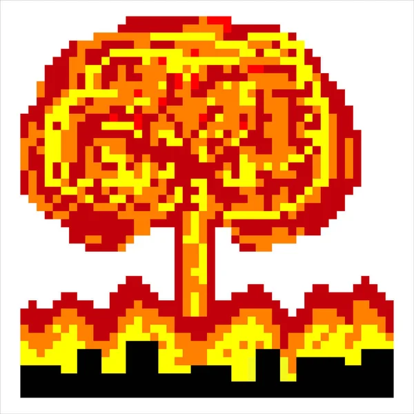 Explosión Nuclear Con Pixel Art Ilustración Vectorial — Archivo Imágenes Vectoriales
