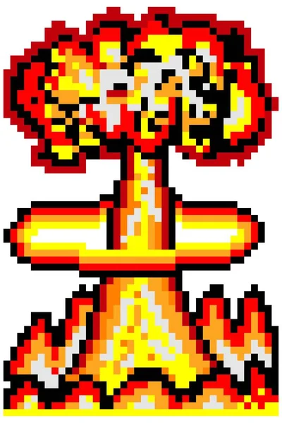 Atomexplosion Mit Pixelkunst Vektorillustration — Stockvektor