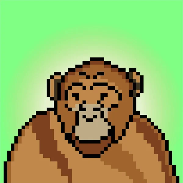 Illustrazione Vettoriale Scimmia Con Pixel Art — Vettoriale Stock