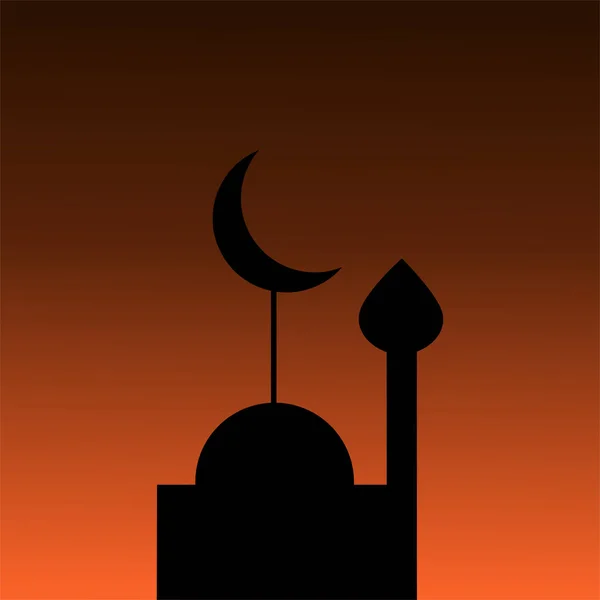 Mezquitas Silueta Cúpula Cielo Crepuscular — Vector de stock