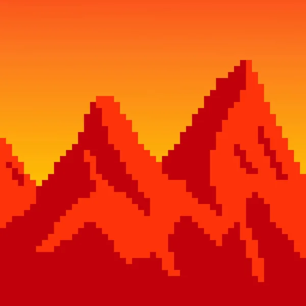 Piksel Sanatıyla Dağların Manzarası Vektör Illüstrasyonu — Stok Vektör