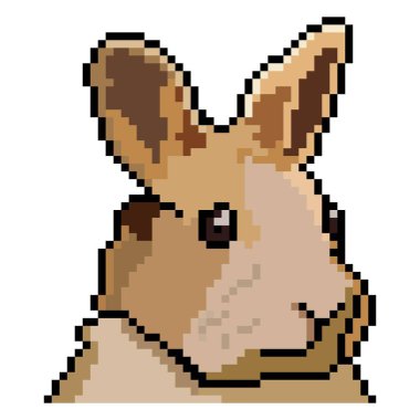 Piksel resimli tavşan kafası. Vektör illüstrasyonu.