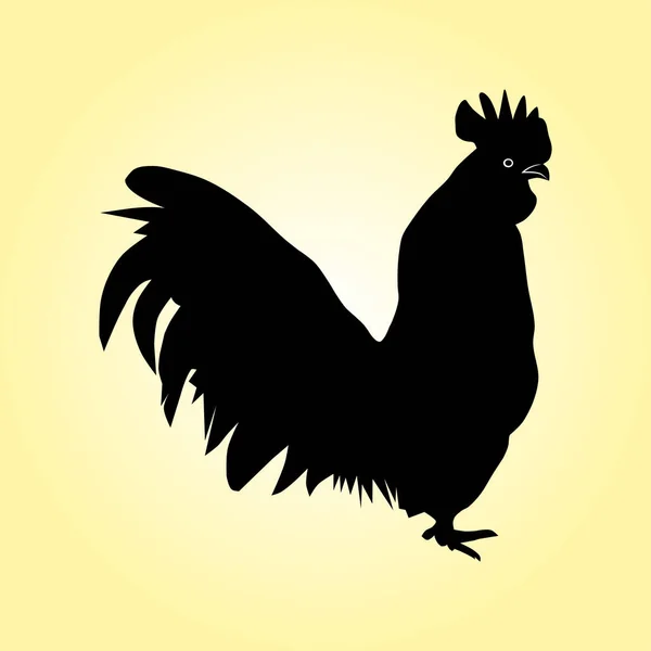 Kyckling Vektor Illustration Med Silhuett Isolerad Vit Bakgrund — Stock vektor