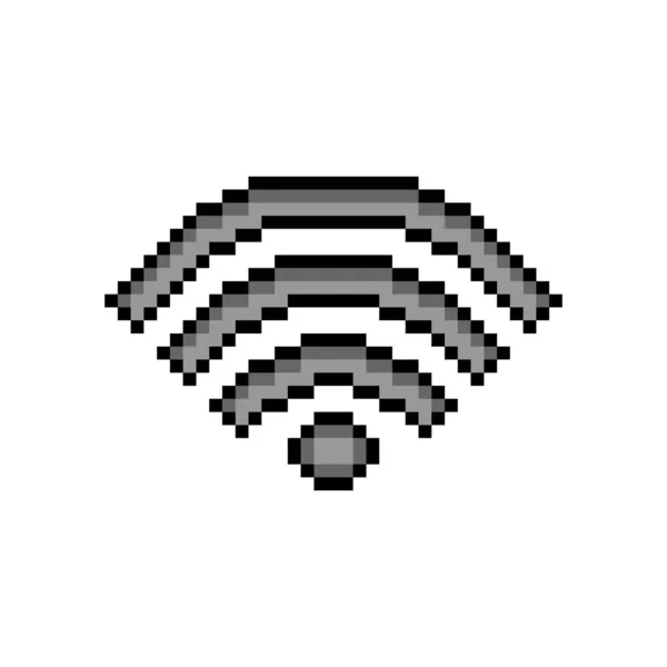 Wifi Signalwelle Mit Pixelgrafik Auf Weißem Hintergrund — Stockvektor
