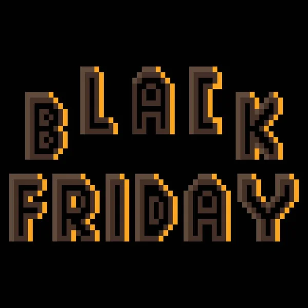 Black Friday Text Mit Pixelgrafik Auf Schwarzem Hintergrund — Stockvektor