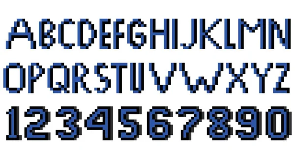 Αριθμοί Και Αλφάβητο Pixel Τέχνη Λευκό Φόντο — Διανυσματικό Αρχείο