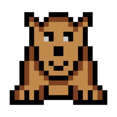 Köpek pikseli sanatı beyaz arka planda izole edilmiş. Vektör illüstrasyonu.