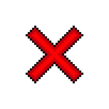 Piksel sanatı ile çapraz işaret vektör illüstrasyonu. 