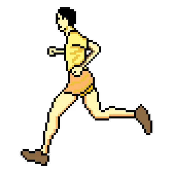 Hombre Corredor Corriendo Con Pixel Art — Archivo Imágenes Vectoriales